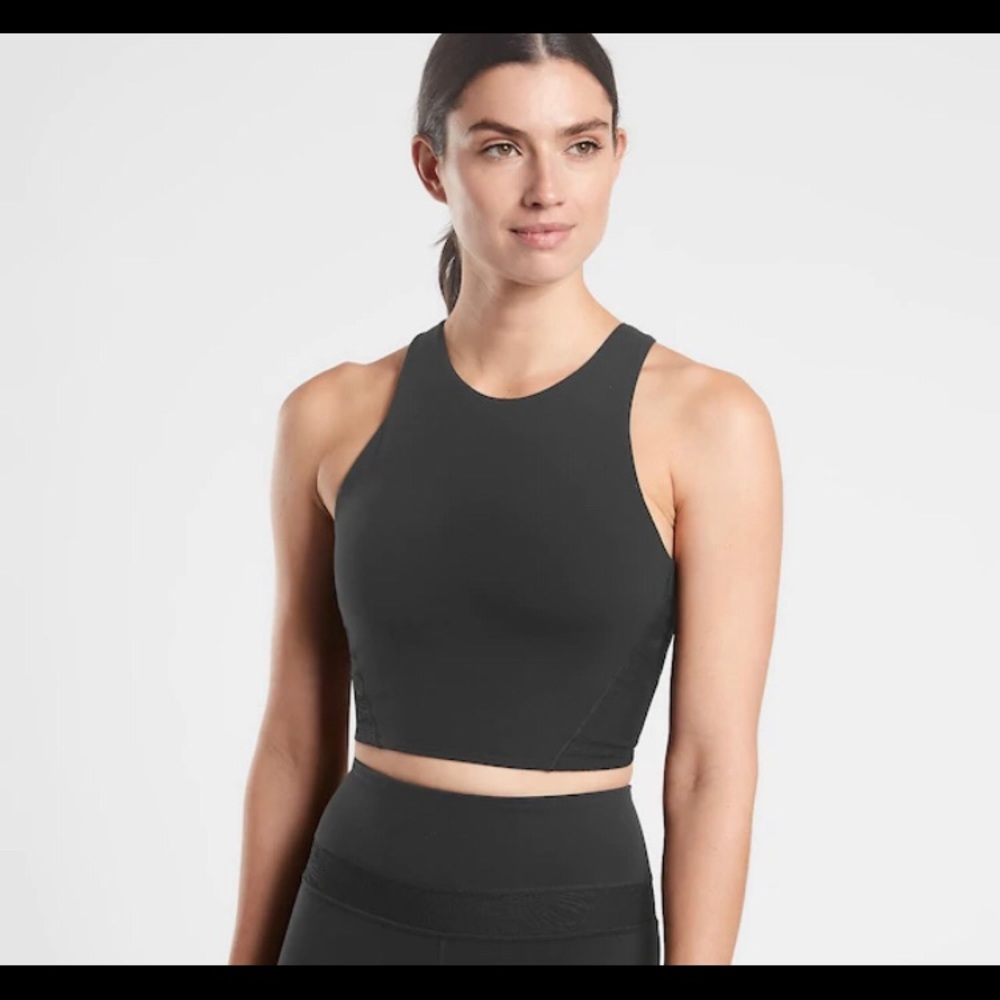 Athleta Conscious Luxe Lace Crop NWOT S Black
